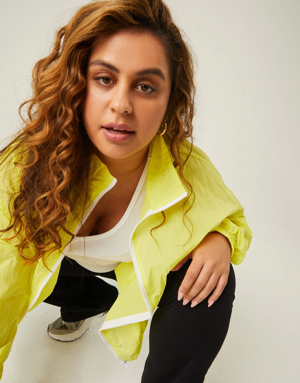 Plus Size Zip Up Windbreaker Jacket