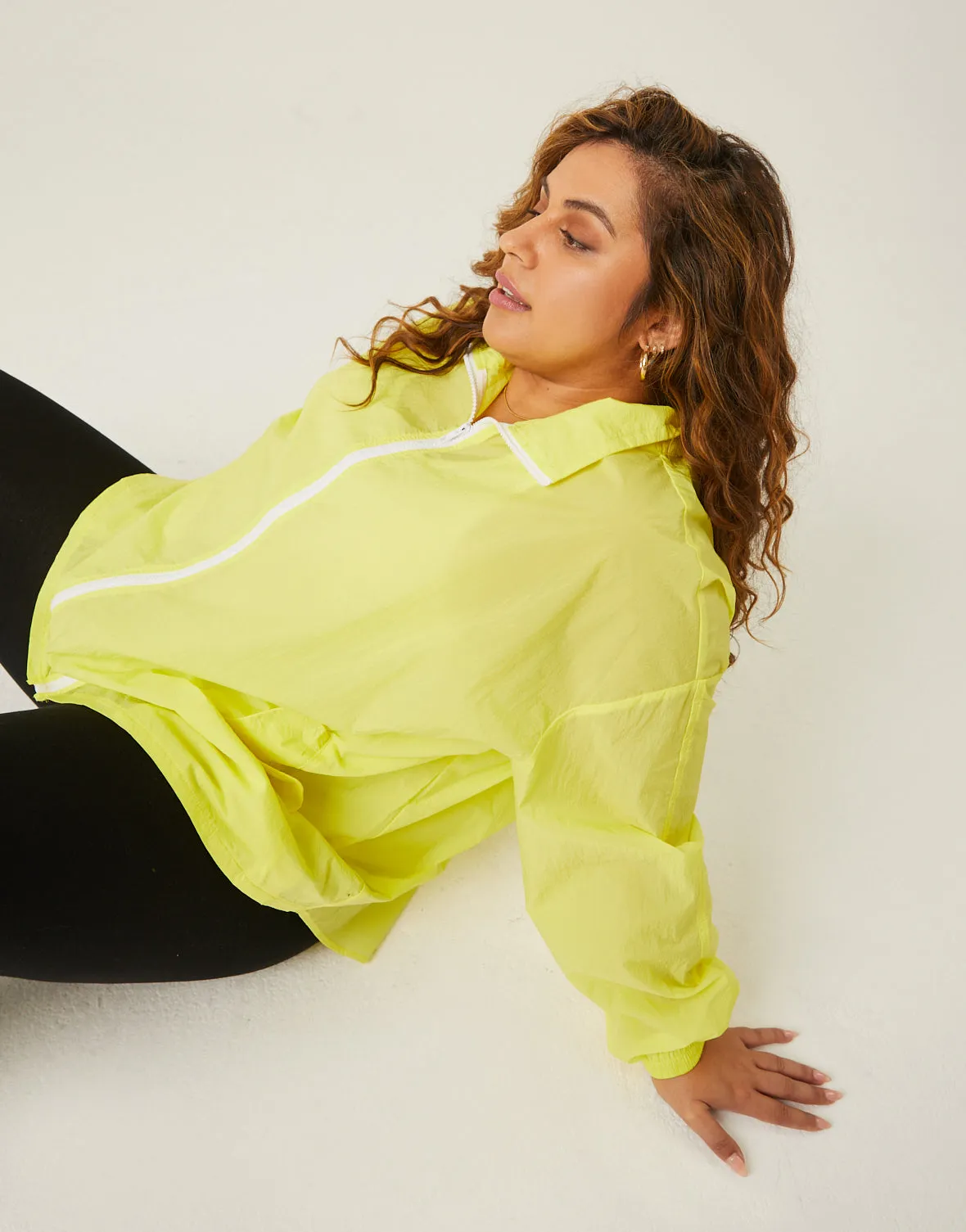 Plus Size Zip Up Windbreaker Jacket