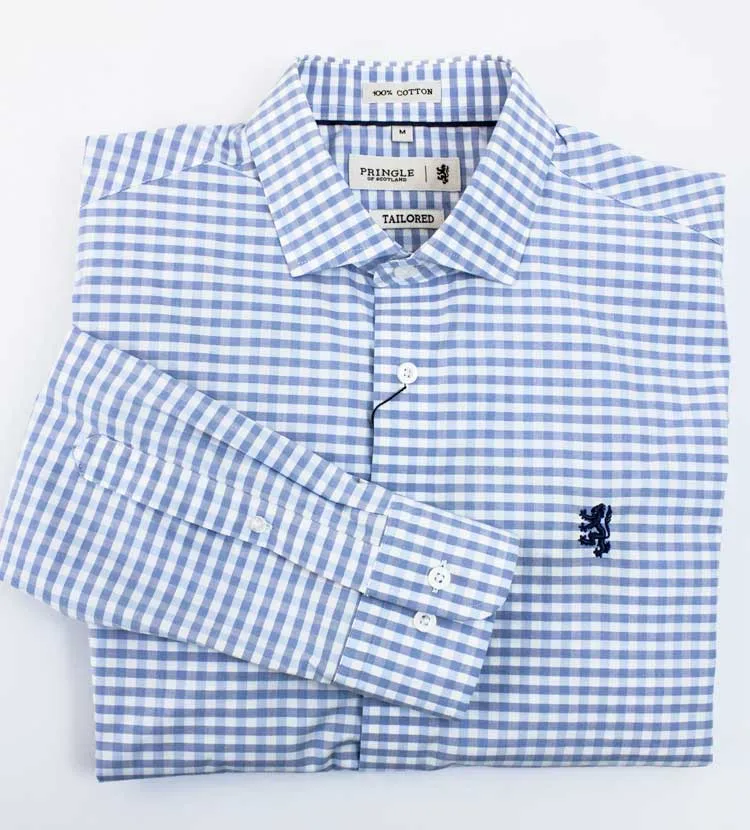 Pringle LS Blue Check Tailored Slim Fit Shirt