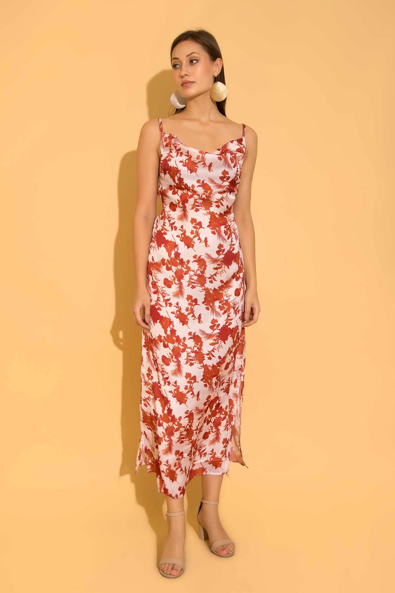 Printed Cowl Neck Dress