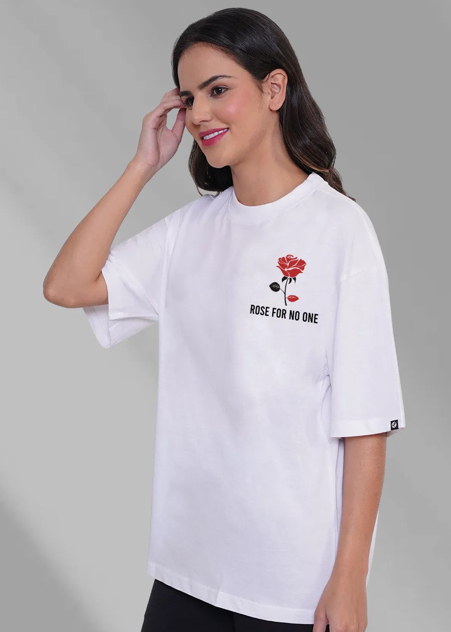 Rose For No One Women Oversized T-Shirt - White