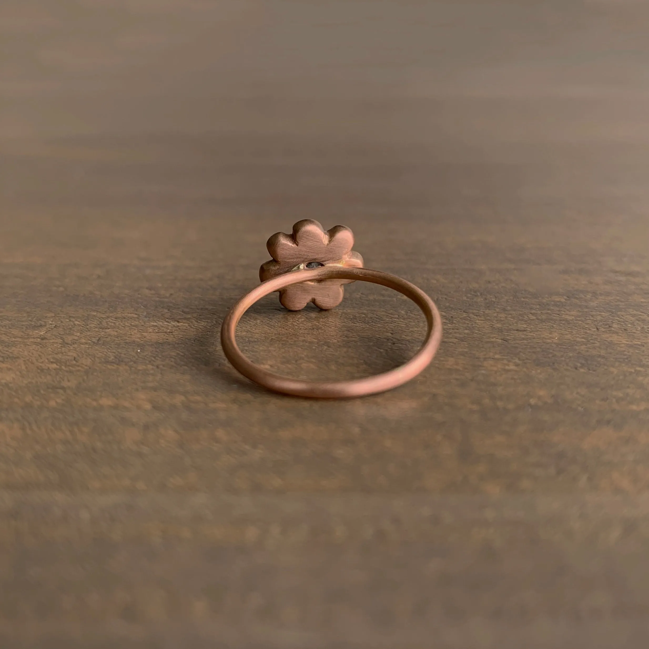 Rose Gold Dahlia Ring with Grey Diamond