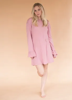 Ruffle Dress - Dusty Pink - Women’s Pink Dress with Ruffle Sleeve