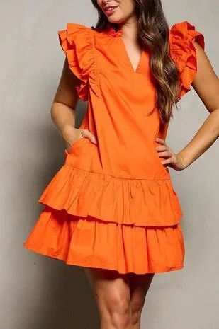 Ruffle sleeve tunic dress