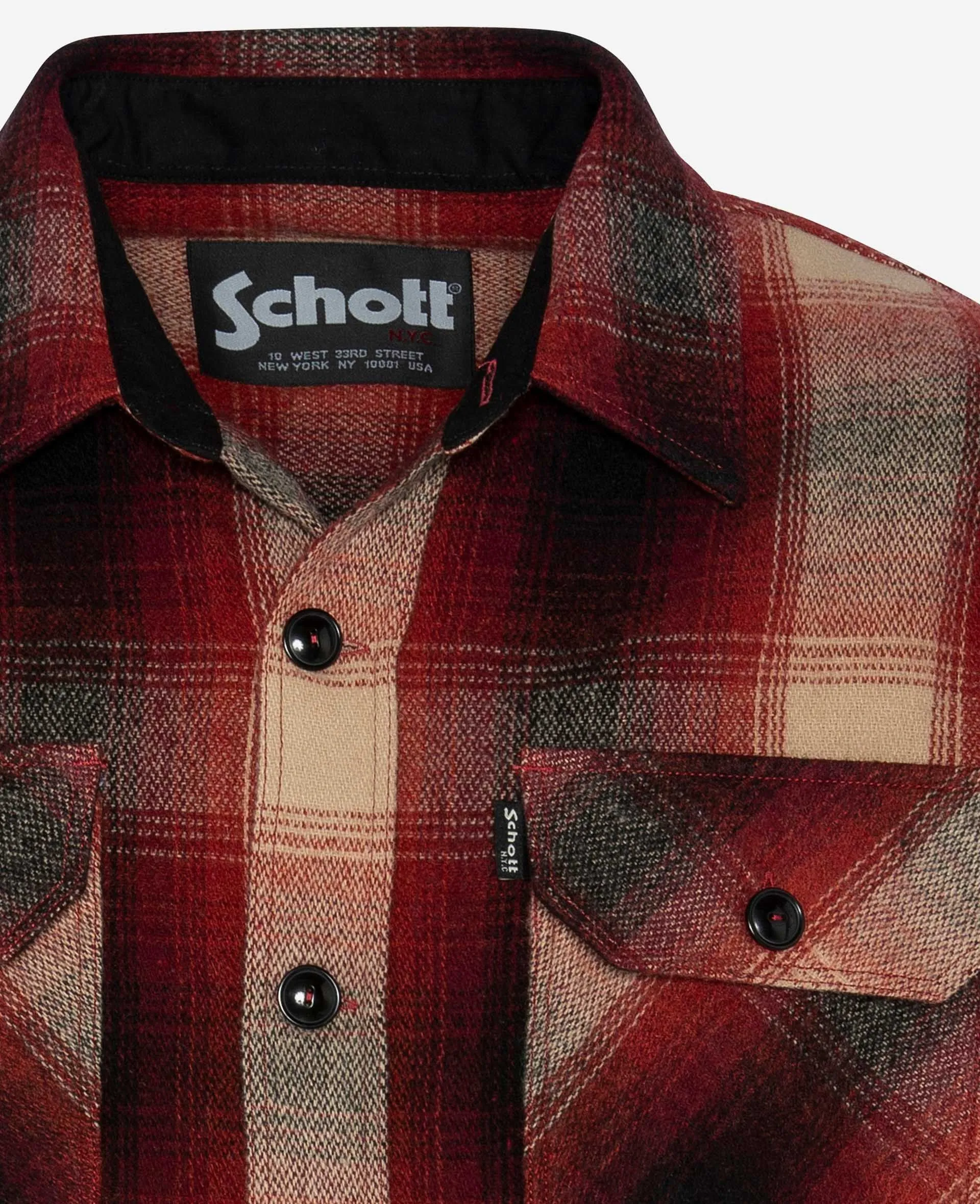 Dark Red Checked SCHOTT Overshirt