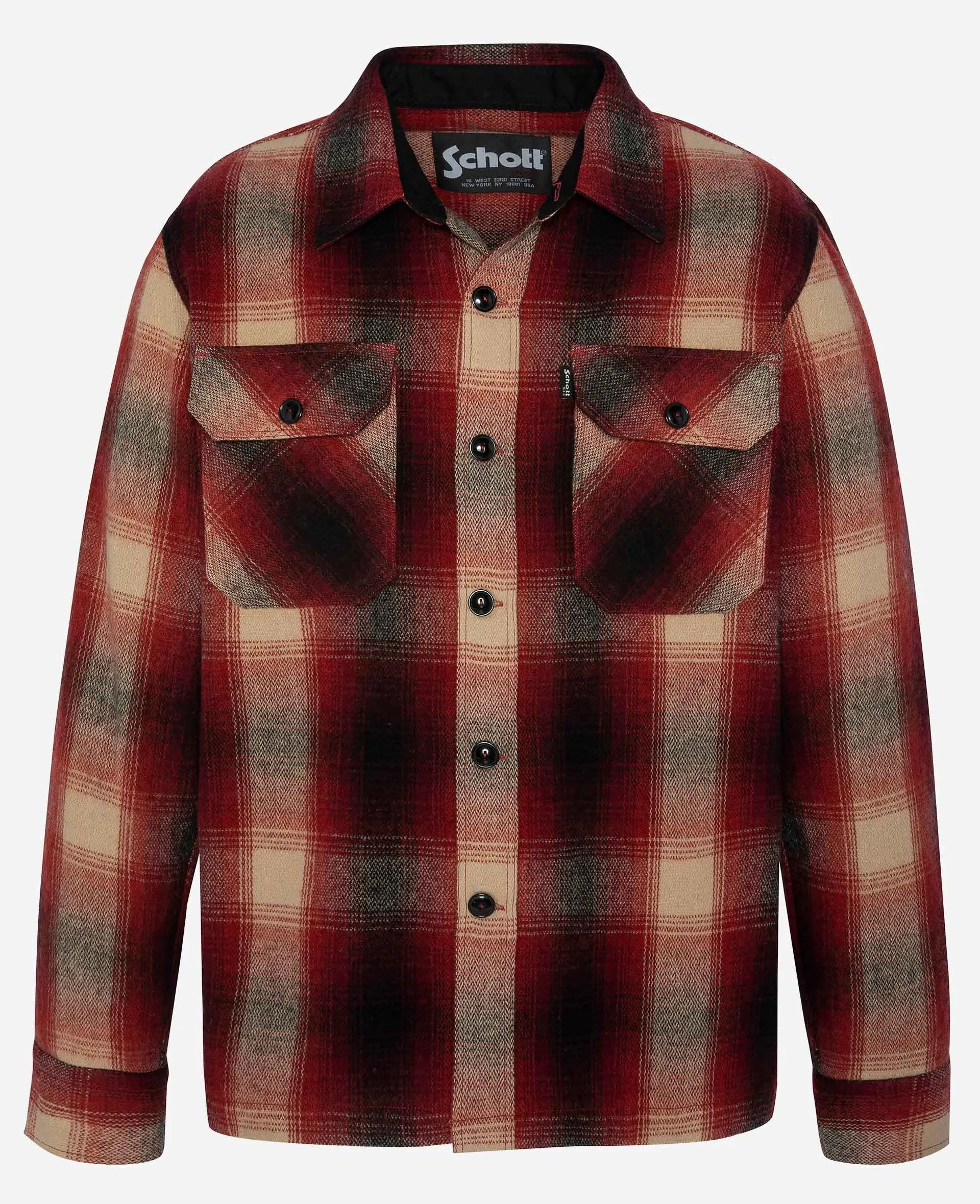 Dark Red Checked SCHOTT Overshirt