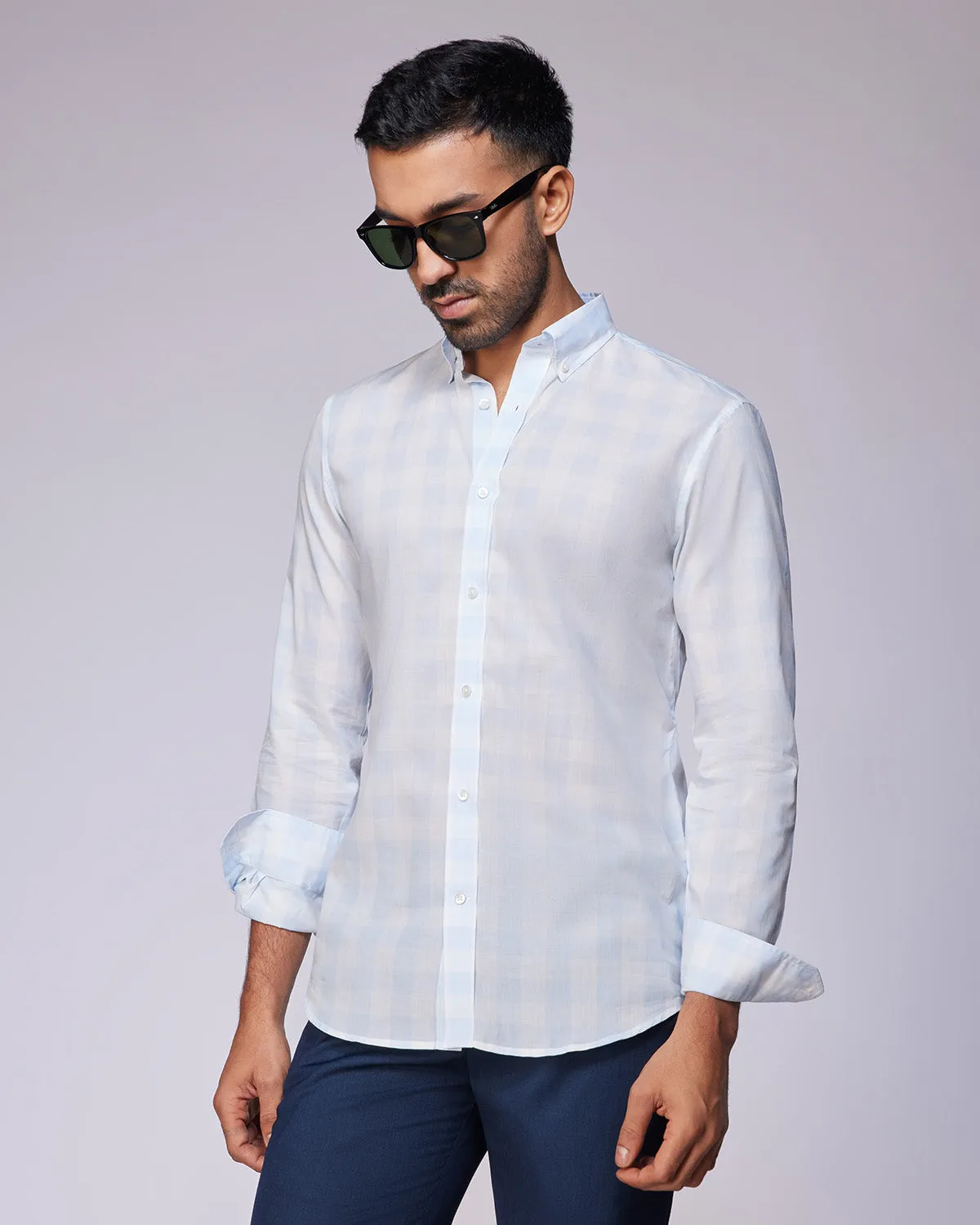 Somelos Super-light Checked Shirt - Blue