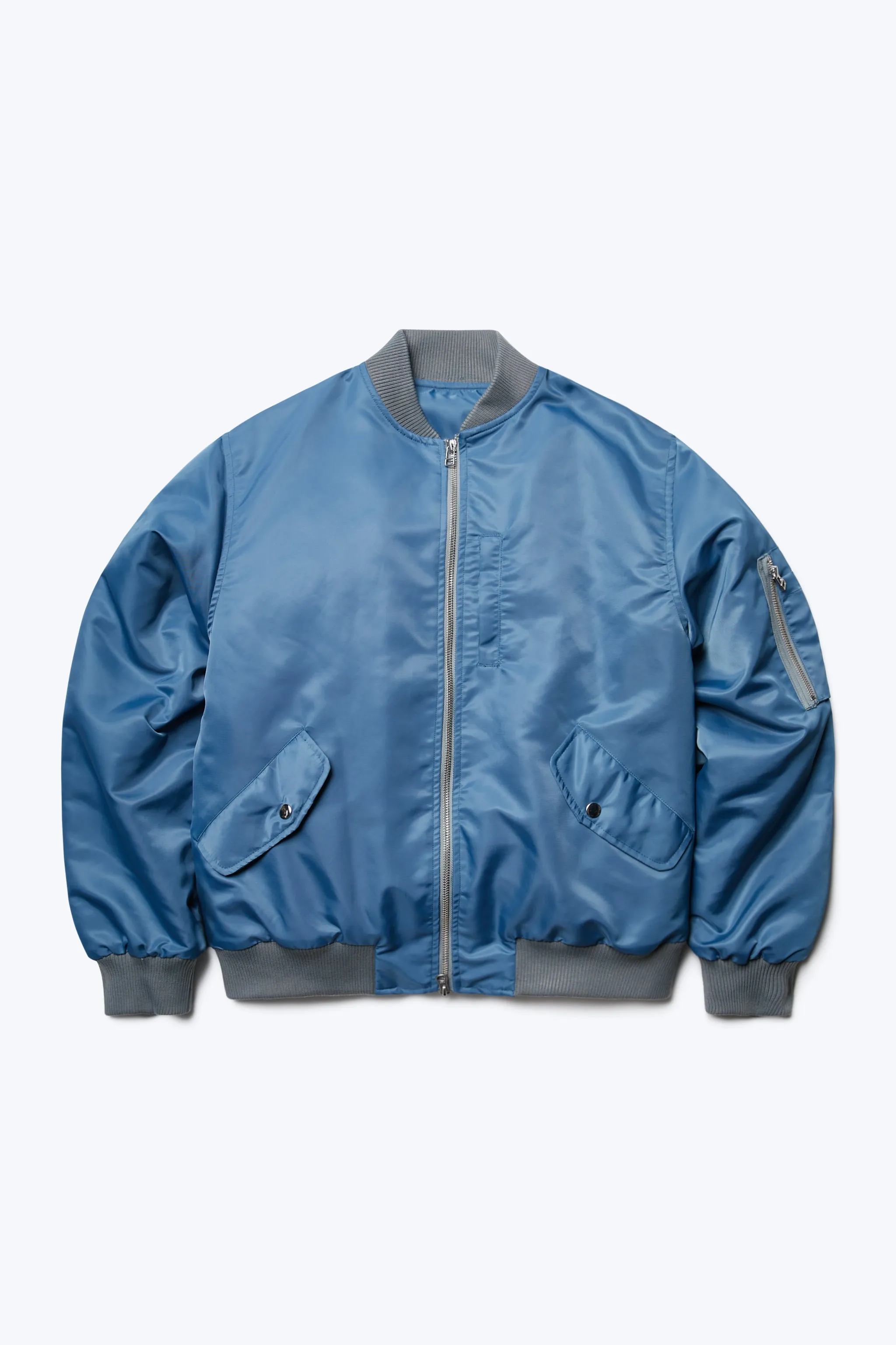 Blue Strata Bomber Jacket with Enhanced Features