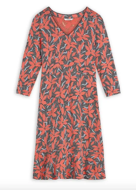 SW - hot coral print dress