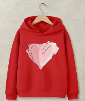 Sweetheart Print Big Girls Casual Hoodie