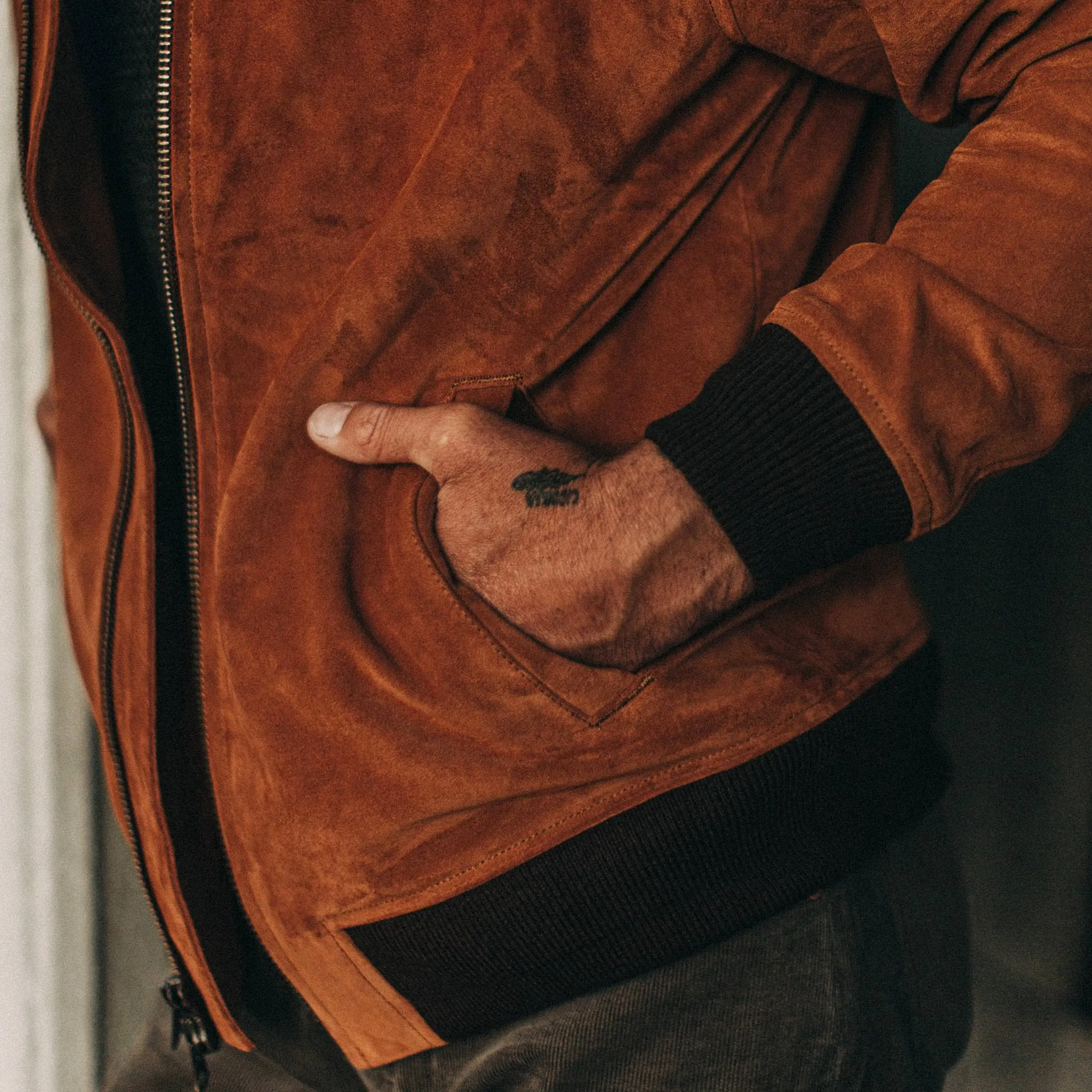 Luxurious Whiskey Suede Bomber Jacket – Stylish & Premium Outerwear