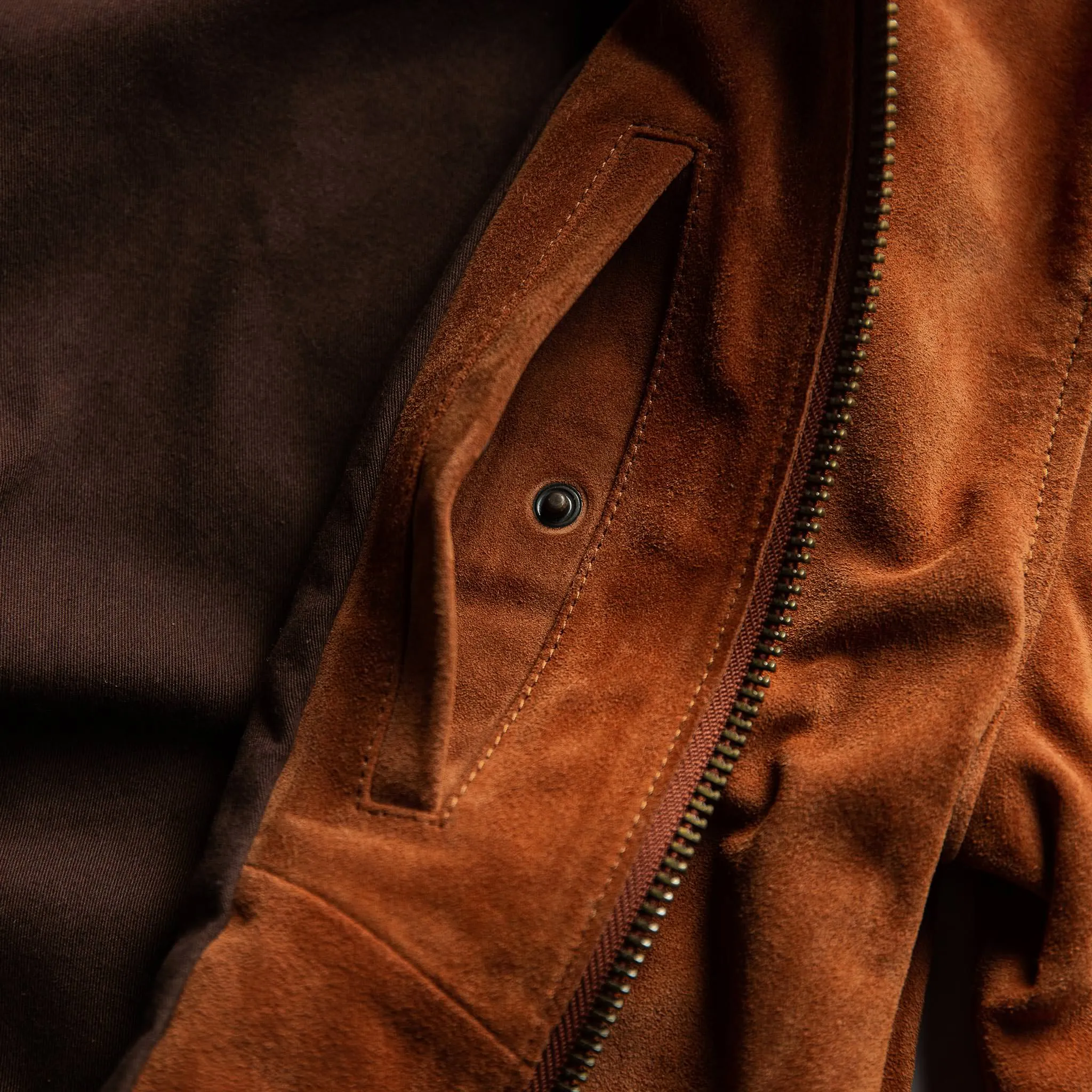 Luxurious Whiskey Suede Bomber Jacket – Stylish & Premium Outerwear