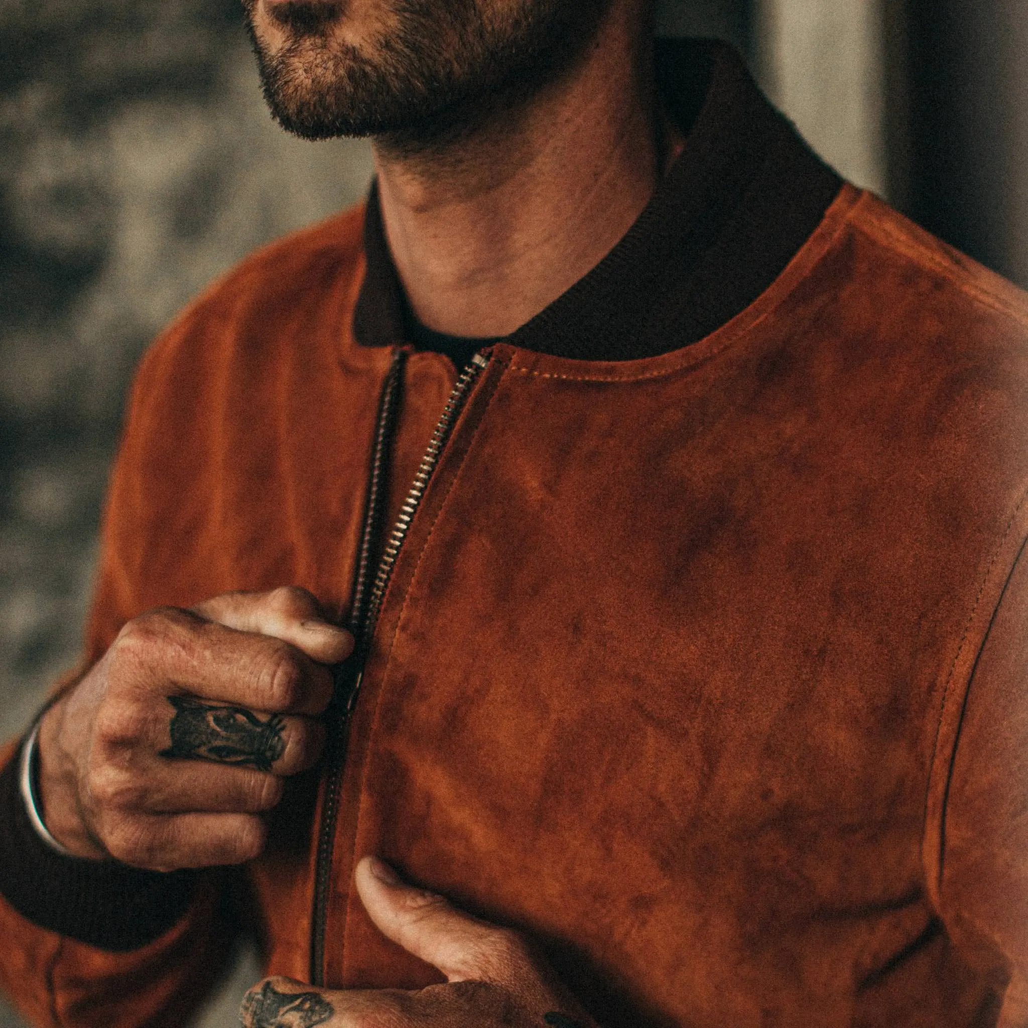 Luxurious Whiskey Suede Bomber Jacket – Stylish & Premium Outerwear