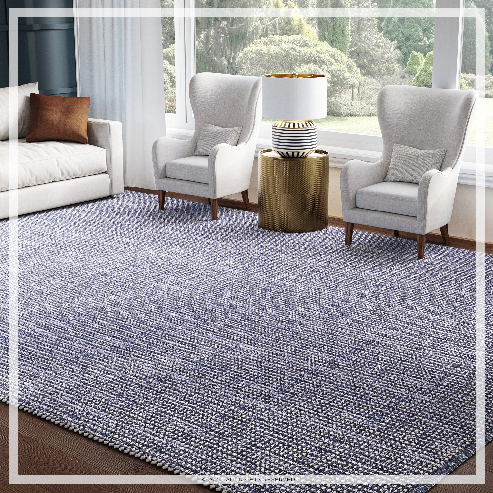 UER0120 Luxury Hand-Woven Natural and Semi-Synthetic Blend Medium-Pile Rug