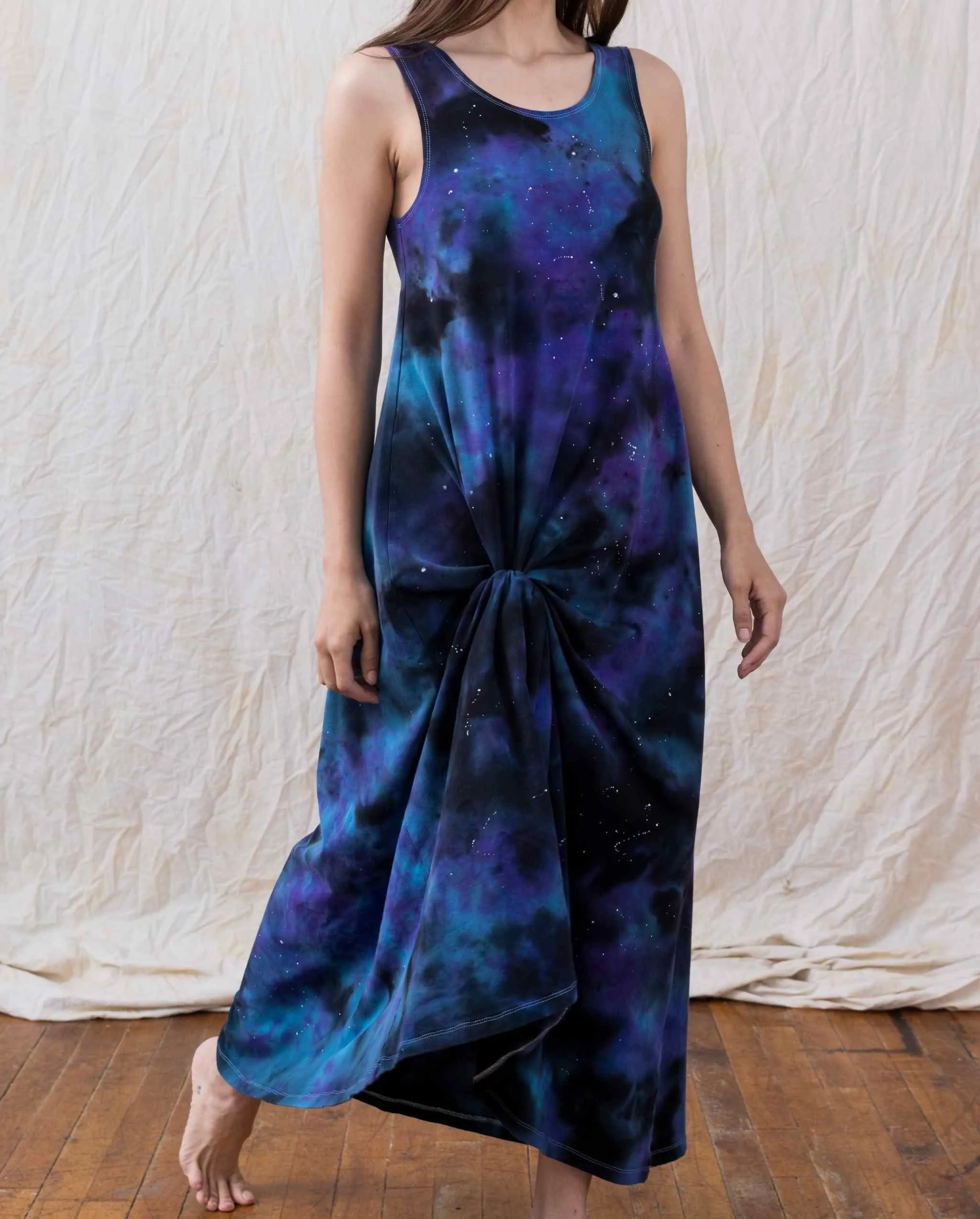 Universe Galaxy Tie Dye Cotton Black, Blue and Pink Constellation Maxi Fit Plus Size