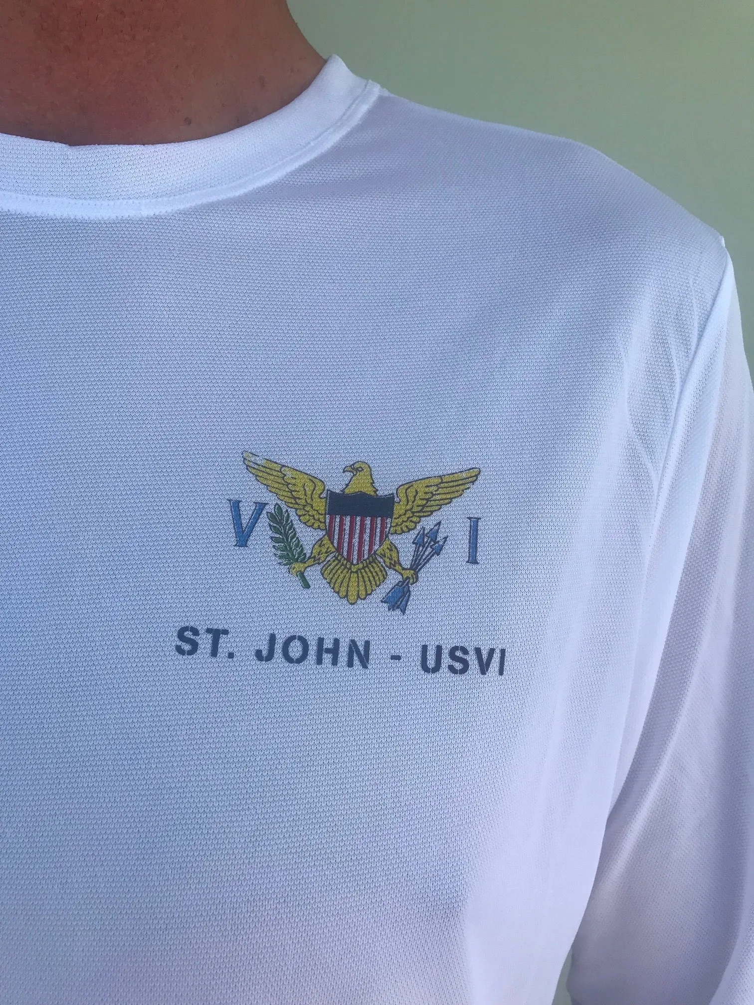 USVI Flag St John Patch UPF50 Shirt - White