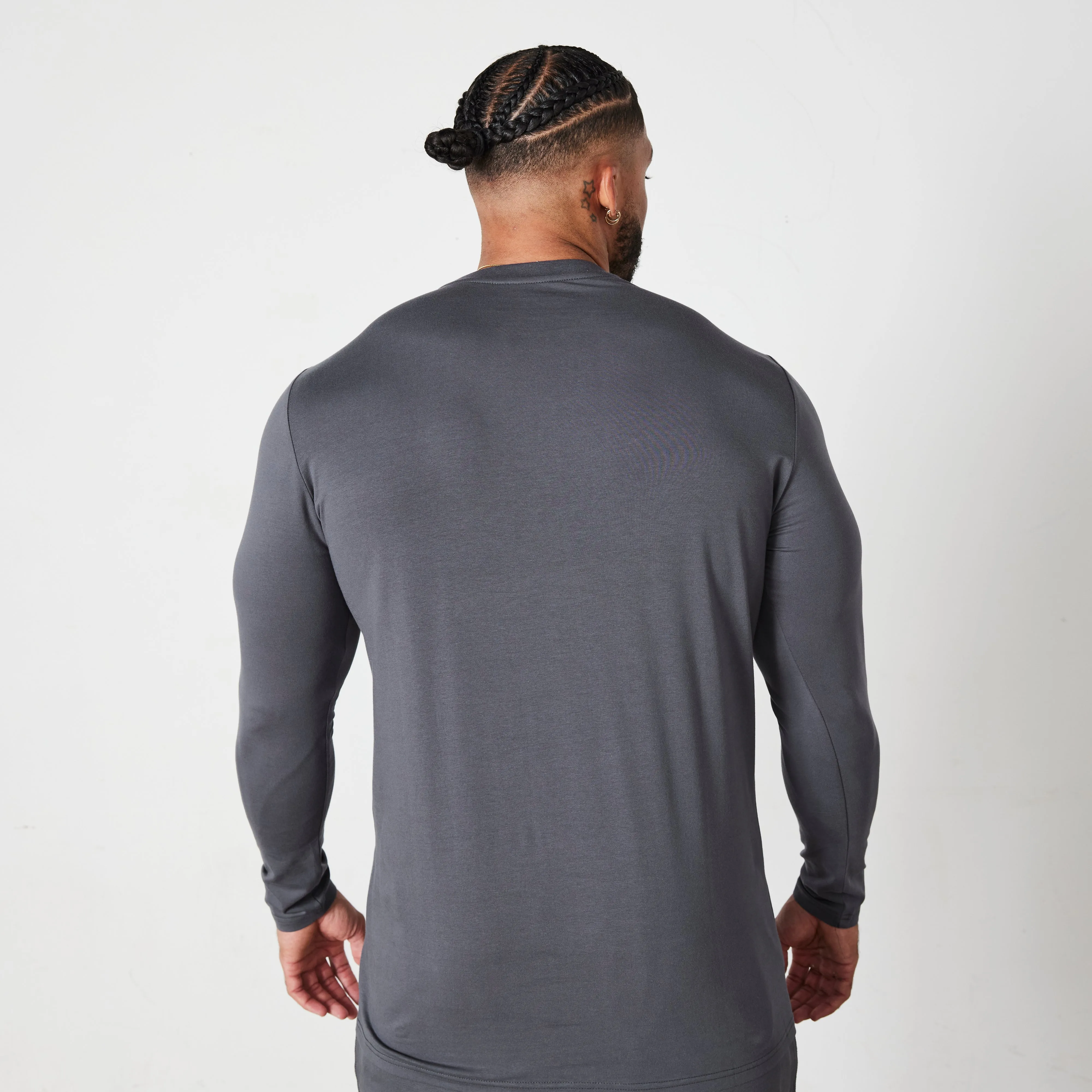 Vanquish Essential Denim Blue Slim Fit Long Sleeve T Shirt