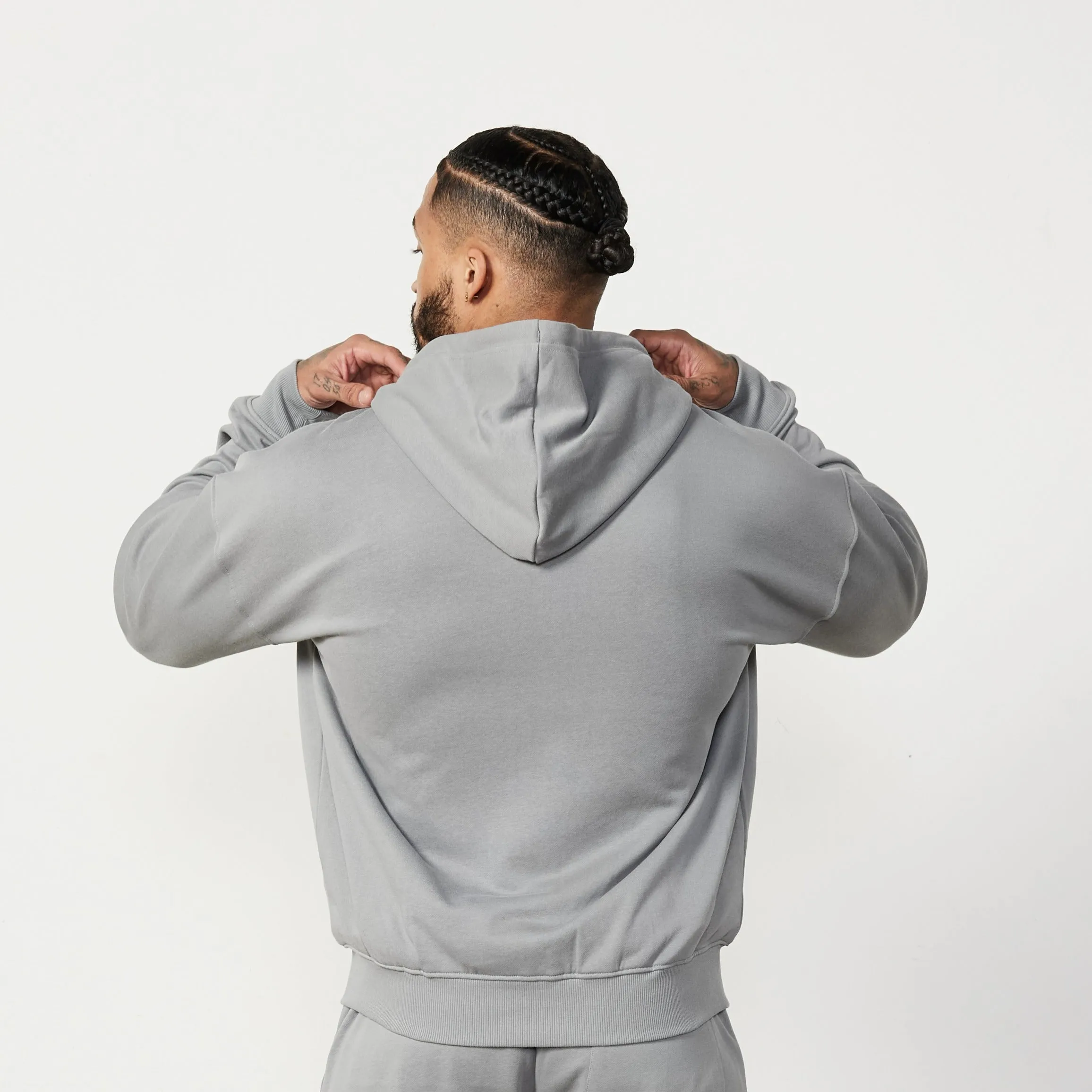 Vanquish Essential Steel Grey Oversized Full Zip Hoodie