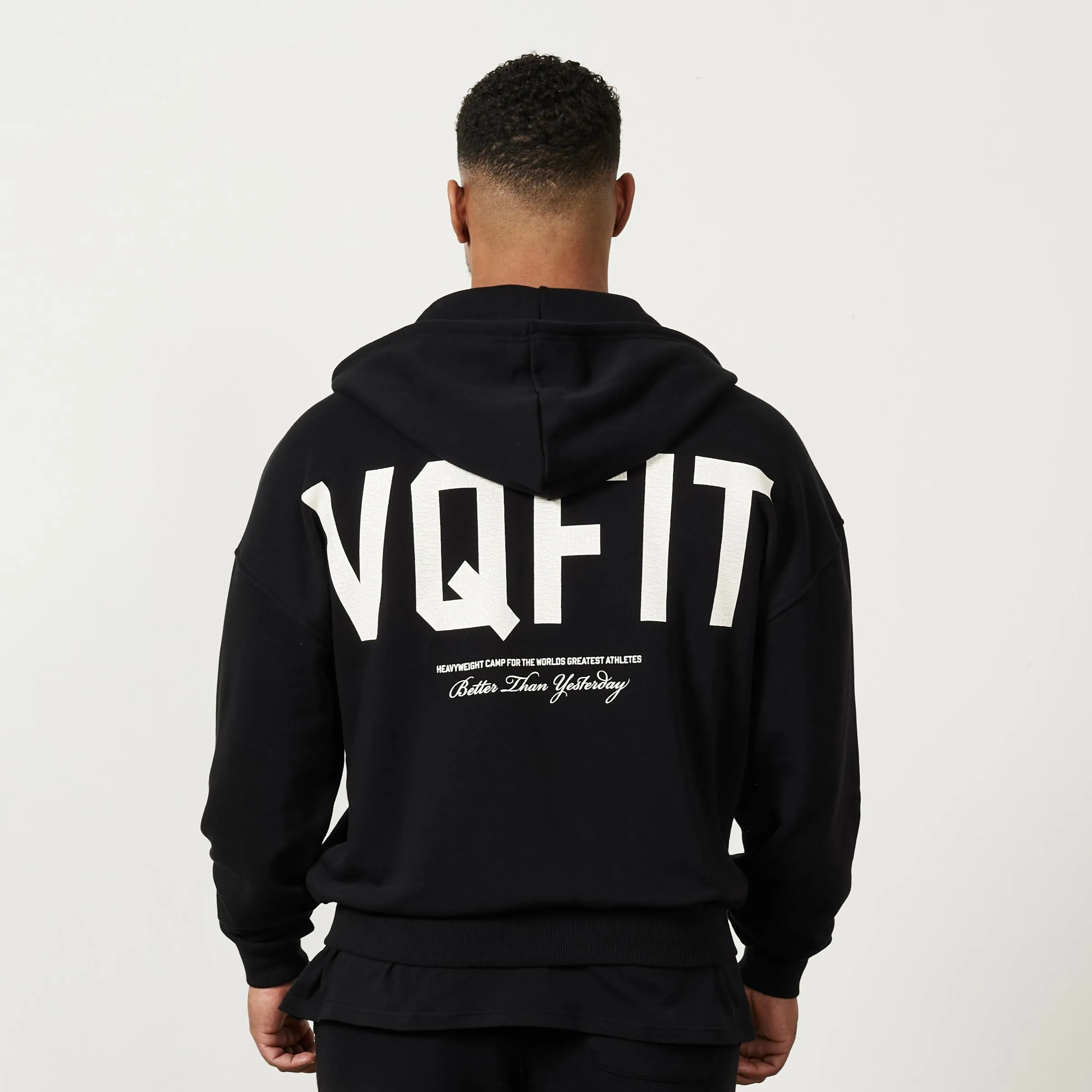 Vanquish VQFIT Distressed Print Black Full Zip Oversized Hoodie