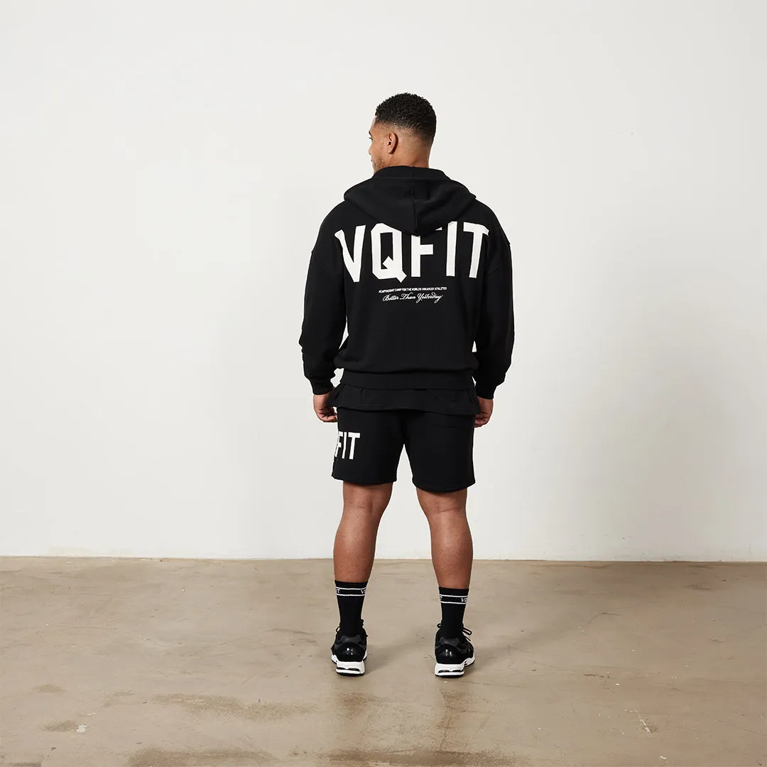 Vanquish VQFIT Distressed Print Black Full Zip Oversized Hoodie