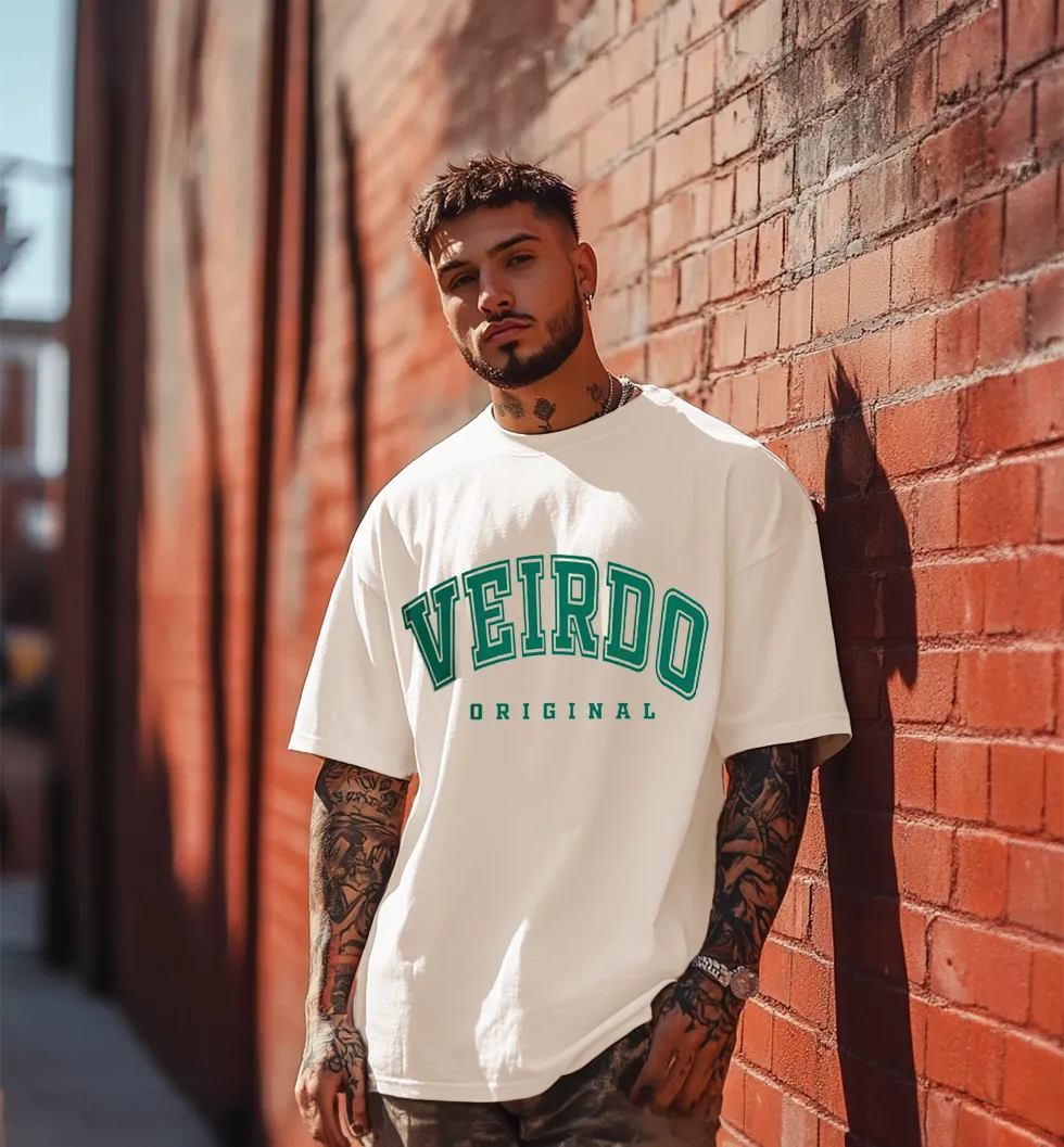 Veirdo Original Swanwhite Oversized Typography Brand Printed Tshirt