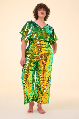 VIVIENNE SEQUIN TROUSERS - CITRUS