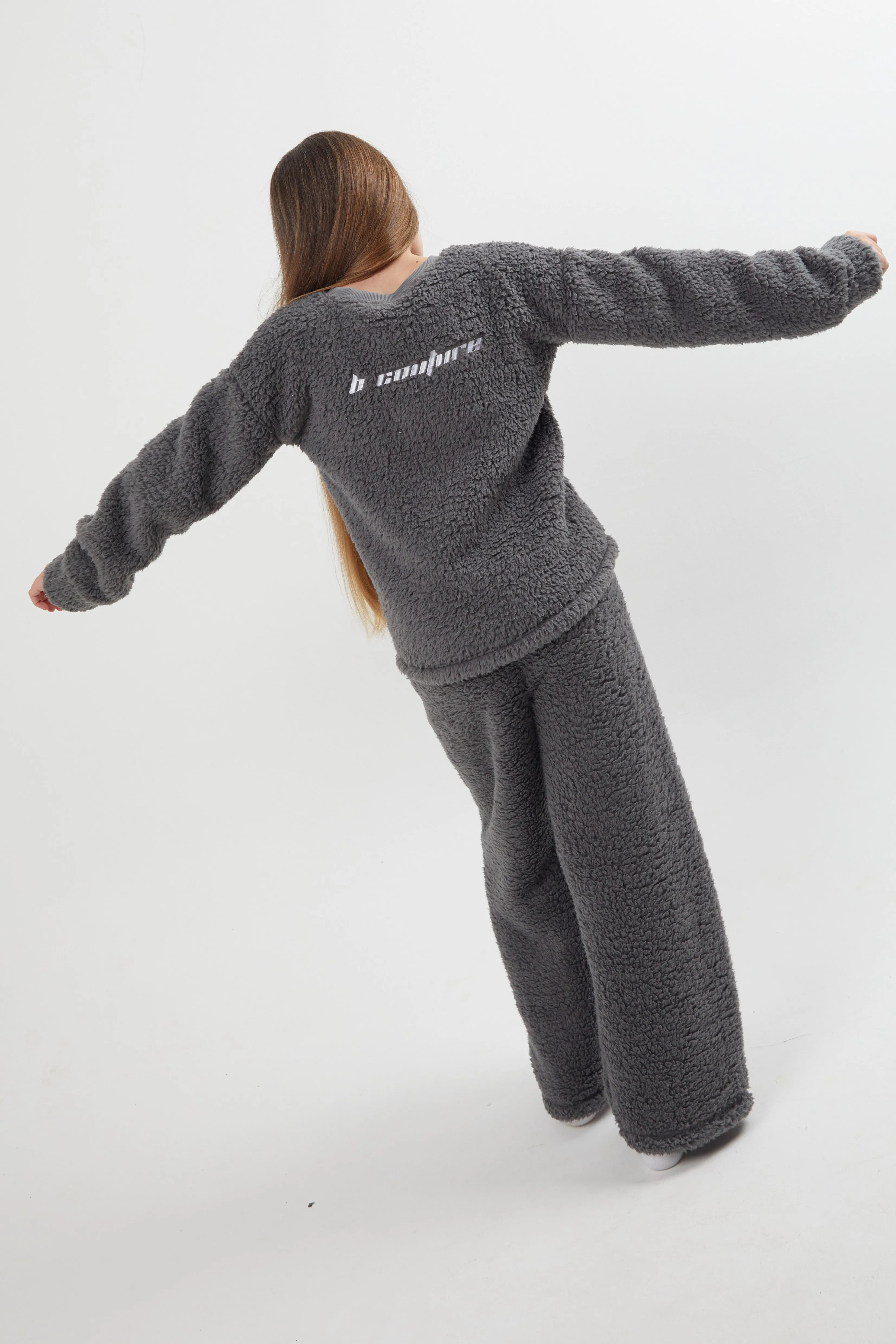 Wellington Teddy Fleece Pyjama Set - Charcoal Grey