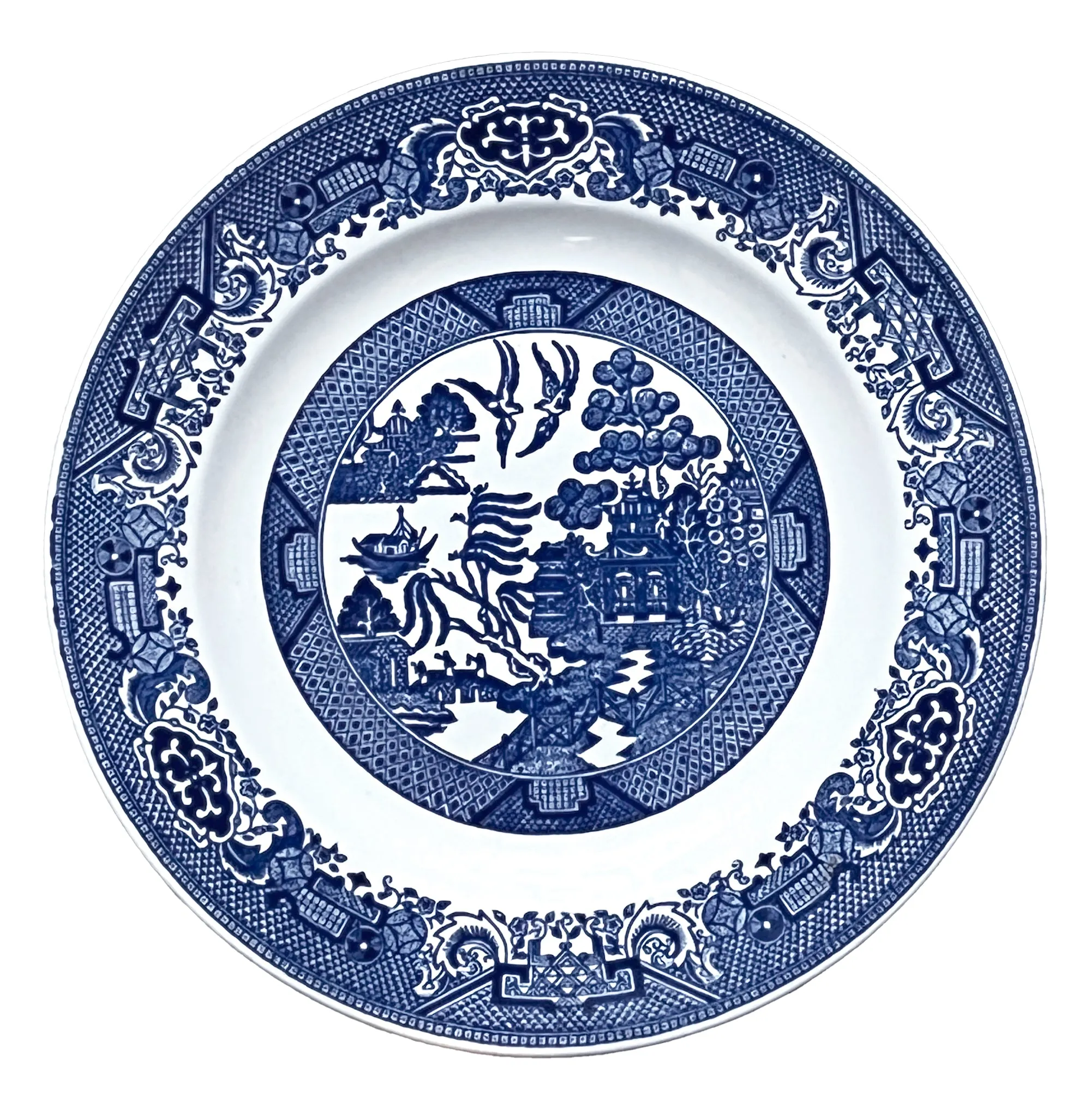 Willow Ware by Royal China Blue Dinner Plates. 10 inch. Set of 2