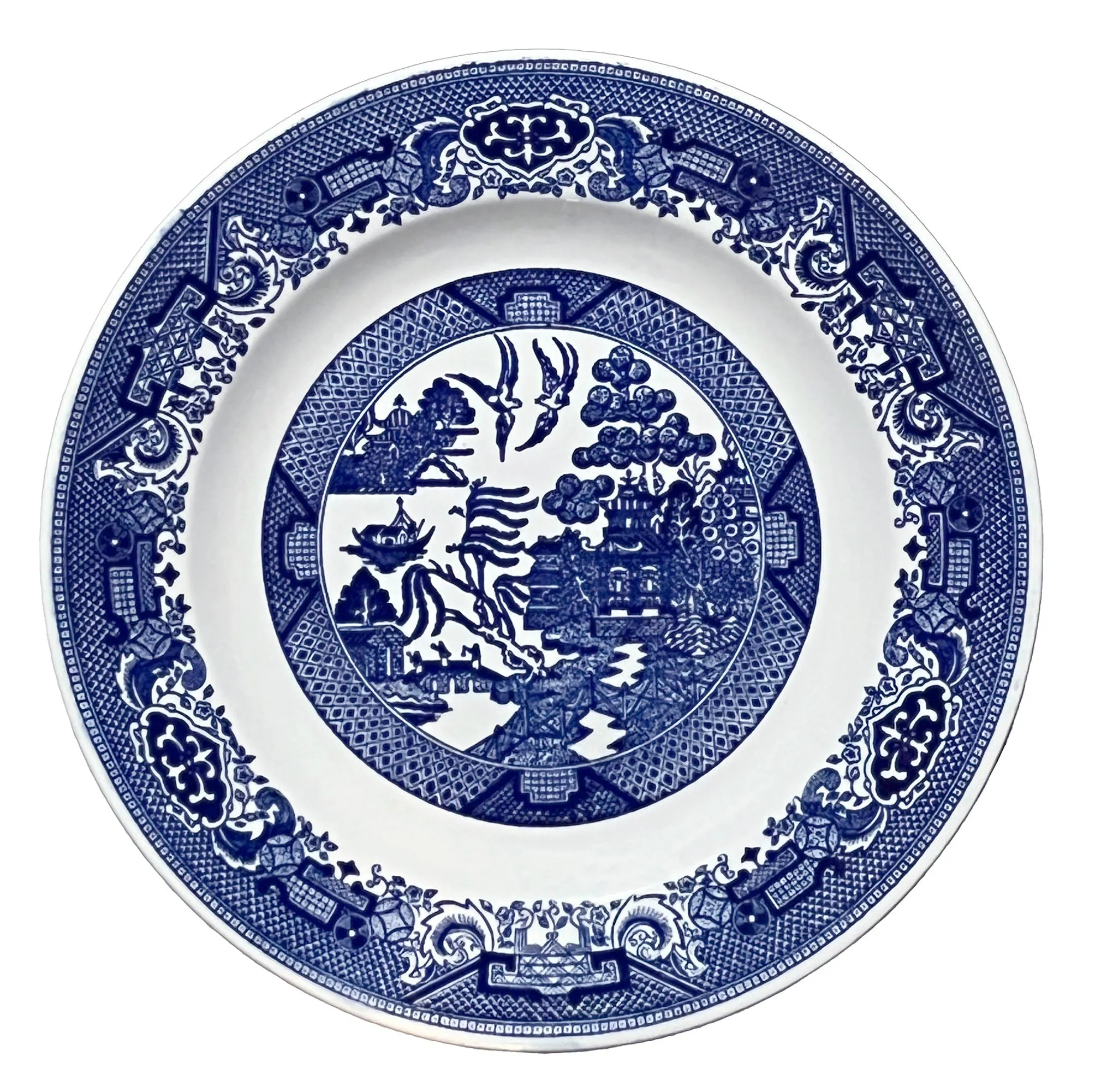 Willow Ware by Royal China Blue Dinner Plates. 10 inch. Set of 2